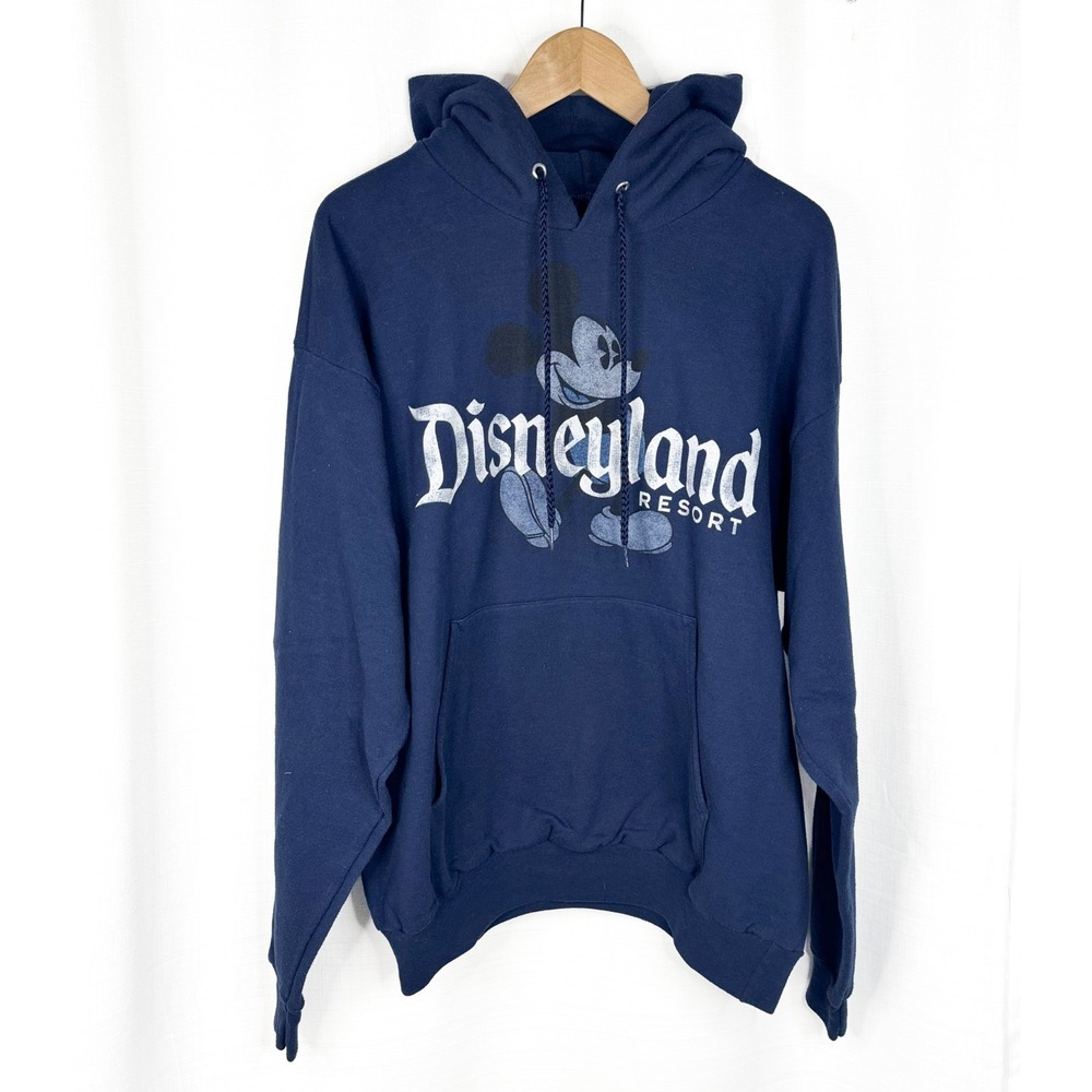 Disneyland Resort Mickey Mouse Hoodie Large Navy Hanes Disney Parks Pullover